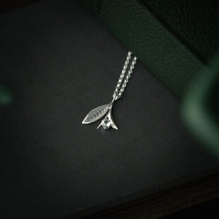 Dew Drop Silver Leaf and Gemstone Pendant Necklace